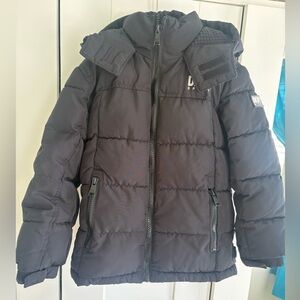 DKNY Sport Black Quilted Kids Puffer Coat with Hood and Beanie, sz 5/6